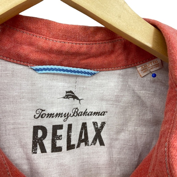 TOMMY BAHAMA Relax Shirt Button Long Sleeve Cotton Orange - Picture 6 of 6